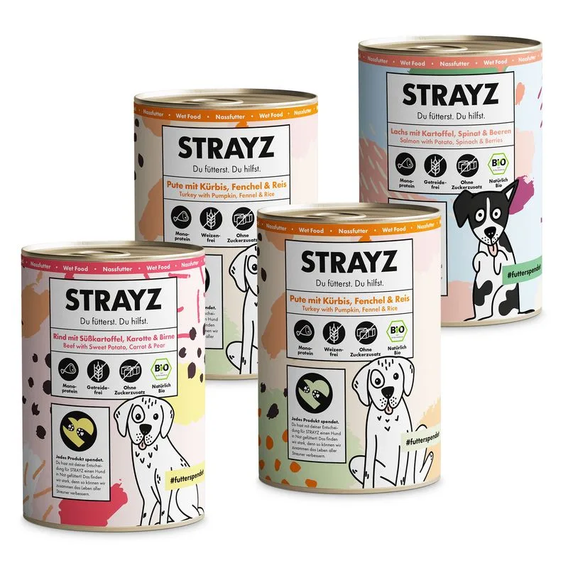 STRAYZ BIO Alimento umido per Cani 4 x 400 g