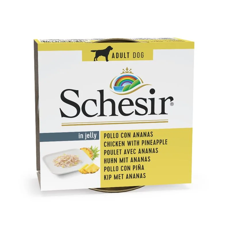 Schesir 6 x 150 g Alimento umido per cani (Pollo e Ananas)
