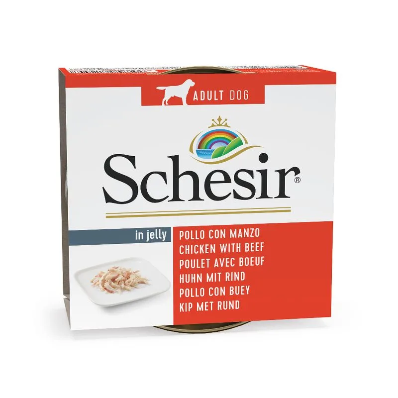 Schesir 6 x 150 g Alimento umido per cani (Pollo e Manzo)