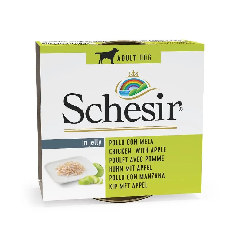 Schesir 6 x 150 g Alimento umido per cani (Pollo e Mela)