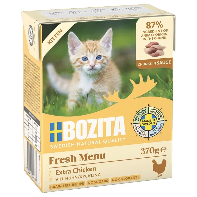 Bozita Tetra Bocconcini in salsa 12 x 370 g Alimento umido per gatto (Pollo per gattini)