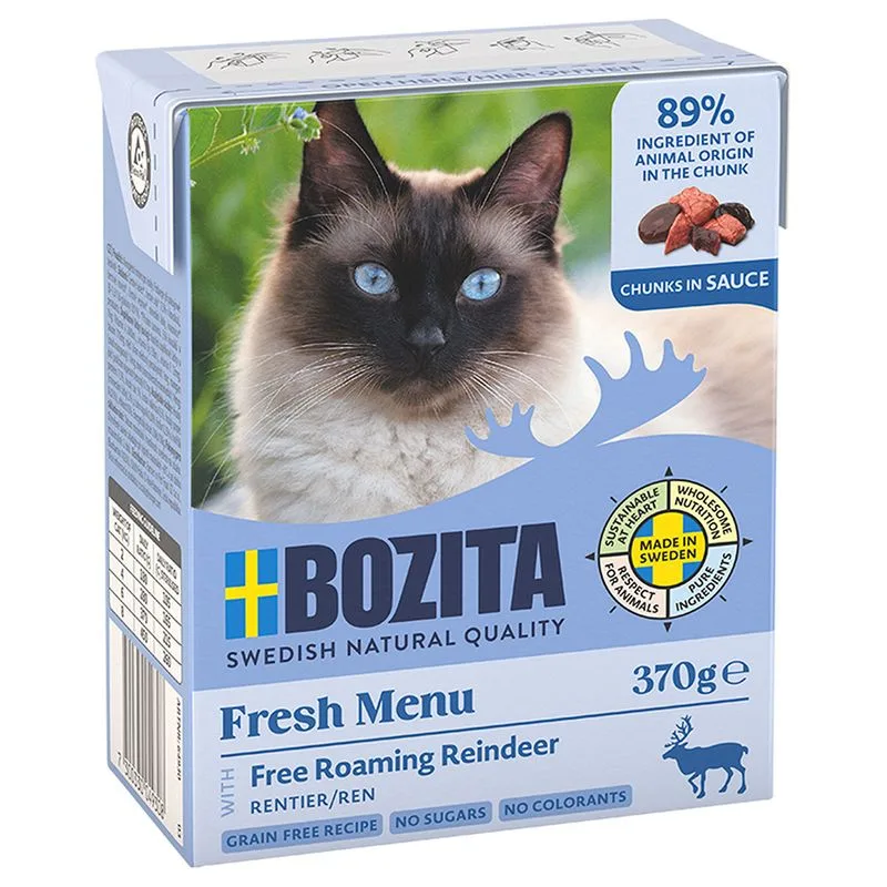 Bozita Tetra Bocconcini in salsa 12 x 370 g Alimento umido per gatto (Renna)