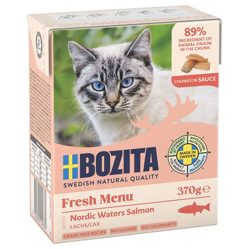 Bozita Tetra Bocconcini in salsa 12 x 370 g Alimento umido per gatto (Salmone)