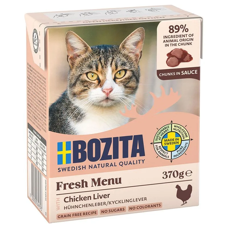 Bozita Tetra Bocconcini in salsa 24 x 370 g Umido per gatto (Fegato di pollo)