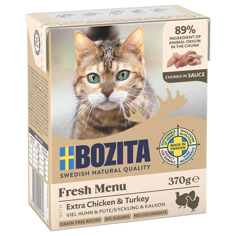 Bozita Tetra Bocconcini in salsa 24 x 370 g Umido per gatto (Pollo & Tacchino)