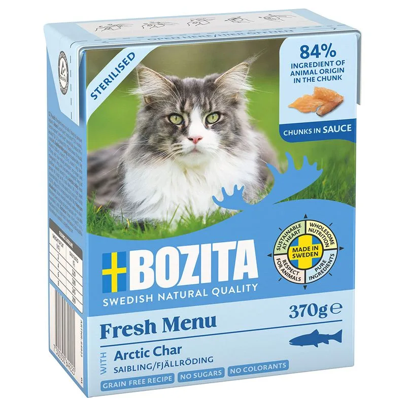 Bozita Tetra Bocconcini in salsa 24 x 370 g Umido per gatto (Sterilised con Salmerino)