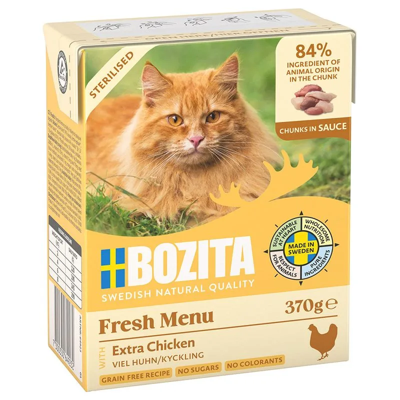 Bozita Tetra Bocconcini in salsa 24 x 370 g Umido per gatto (Sterilised ricco di Pollo)