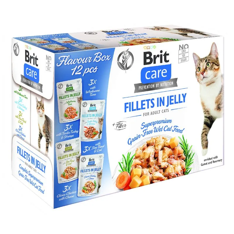 Brit Care Cat Fillets in Gelatina Pacco misto 12 x 85 g Umido per gatti