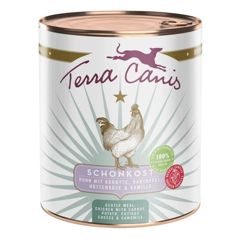 Terra Canis First Aid Gentle Meal 6 x 800 g (Pollo con Carote, Patate, Fiocchi di latte e Camomilla)