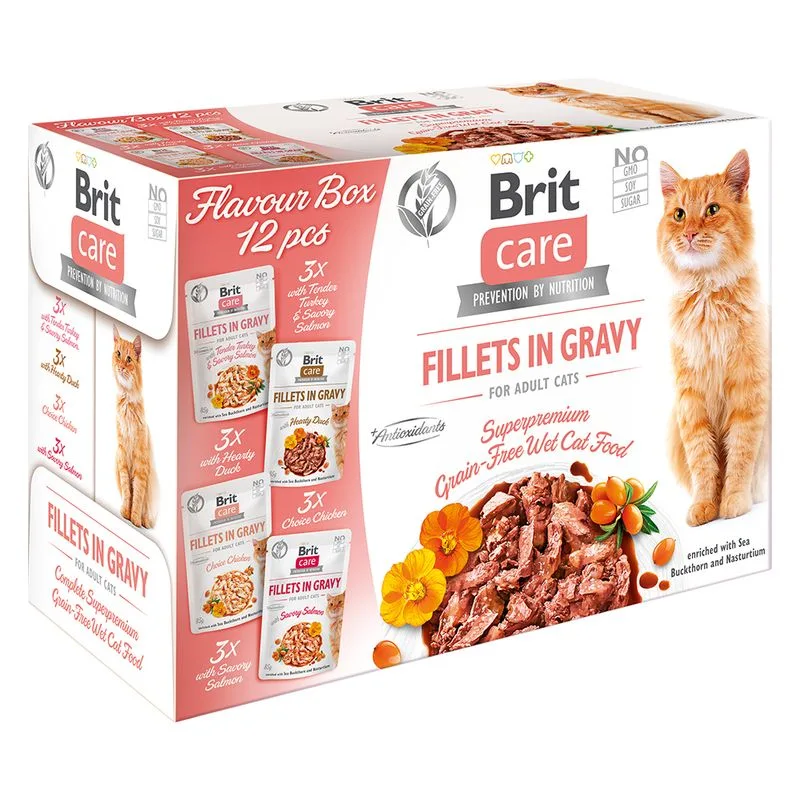 Brit Care Cat Fillets in Salsa Pacco misto 12 x 85 g Umido per gatti
