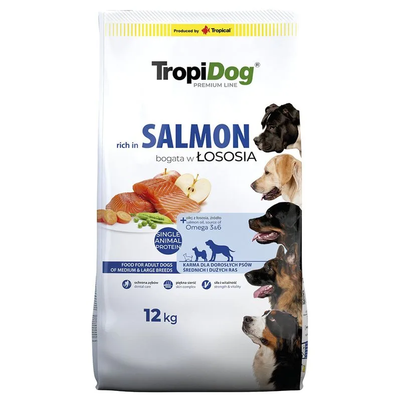 Tropidog Premium Adult Medium/Large Salmone Crocchette per cane (Set %: 2 x 12 kg)