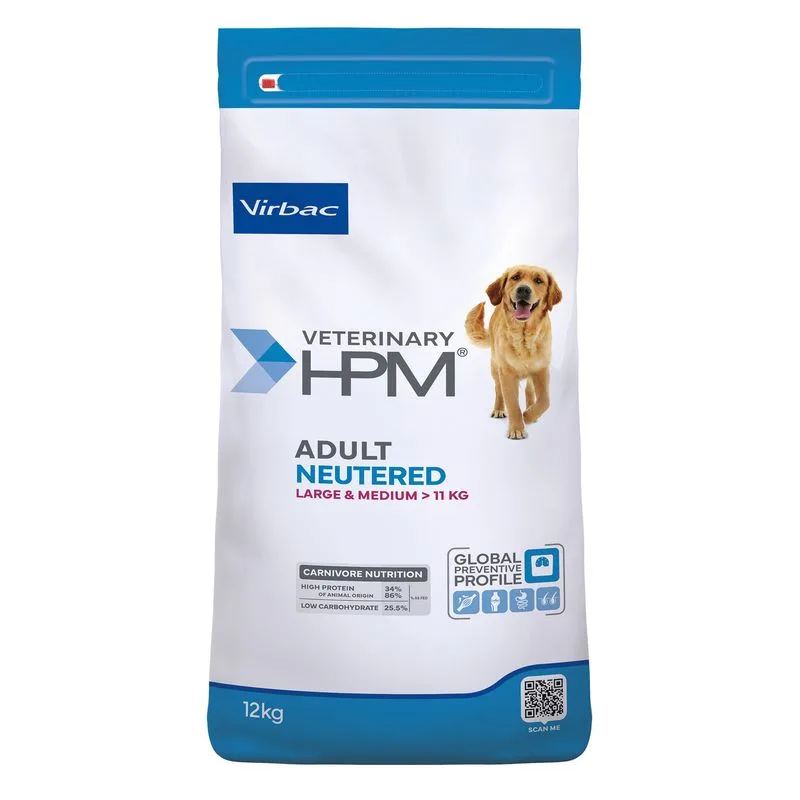 Virbac Veterinary HPM Adult Dog Neutered Large & Medium (Set %: 2 x 12 kg)