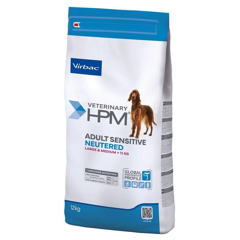 Virbac Veterinary HPM Adult Sensitive Neutered Dog Large & Medium (Set %: 2 x 12 kg)