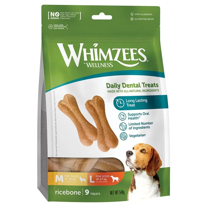 Whimzees by Wellness Ricebones (Tg M/L: cani di tg media & grande 12–27 kg (9 pz))