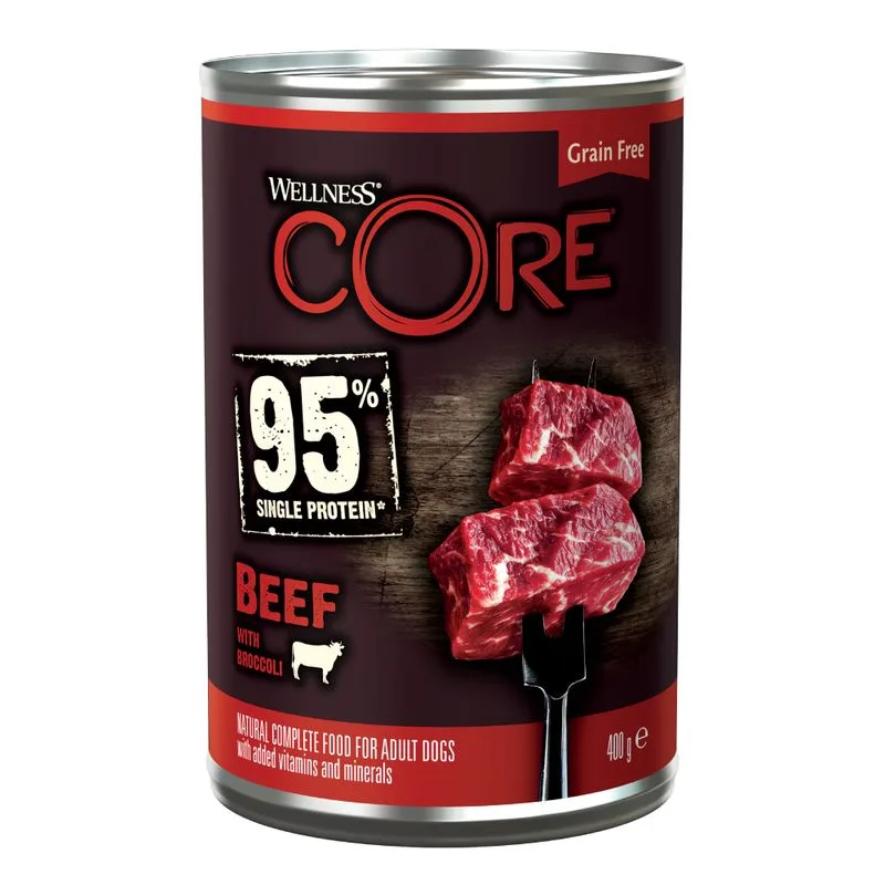 Wellness Core Adult 95% Single Protein 6 x 400 g (Manzo & Broccoli)