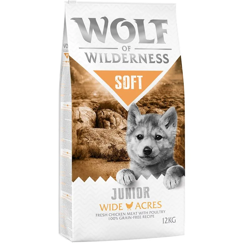 Wolf of Wilderness Junior Soft - Wide Acres Pollo Crocchette per cani (Set %: 2 x 12 kg)