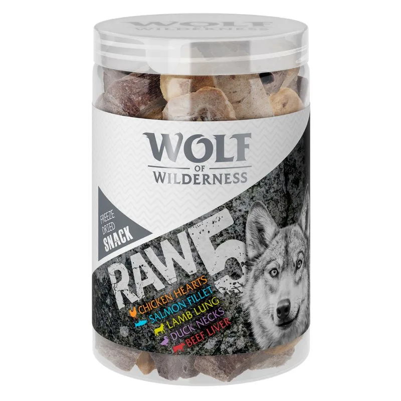 Snack liofilizzati Wolf of Wilderness - RAW 5 (misti) (Set %: 3 x 150 g (450 g))