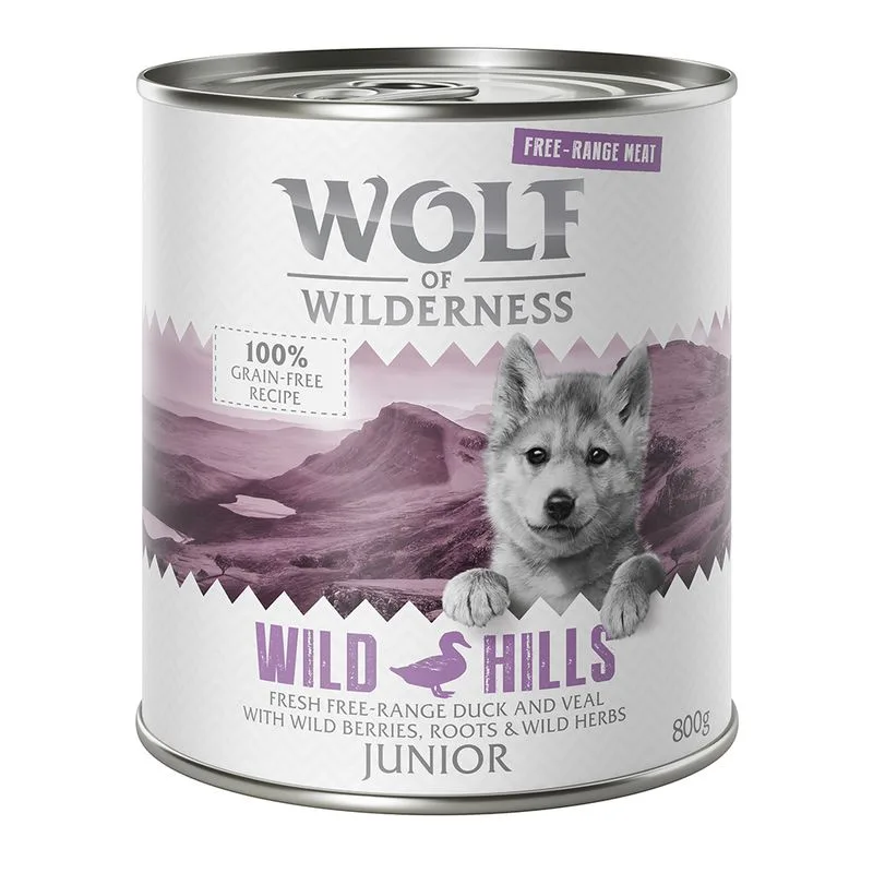 Wolf of Wilderness "Carne allevata all'aperto" Junior 6 x 800 g umido cane