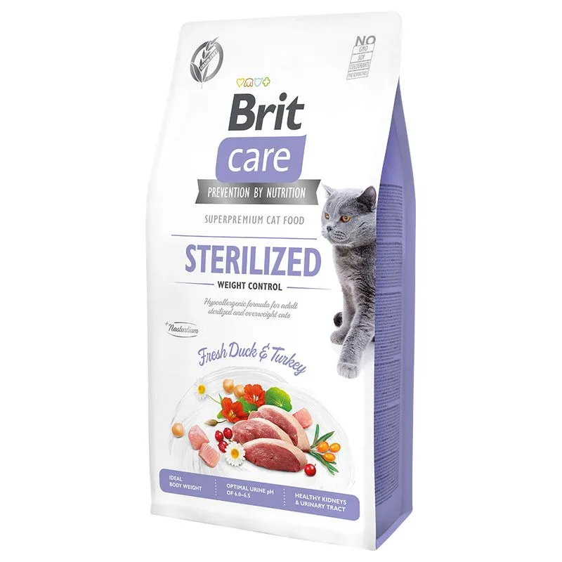 Multipack risparmio! 2 x 7 kg Brit Care Grain-Free Crocchette per gatti (Sterilized Weight Control)