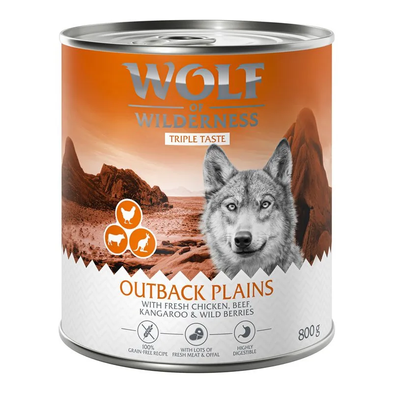 Wolf of Wilderness "Triple Taste" 6 x 800 g (The Outback: Pollo, Manzo, Canguro)