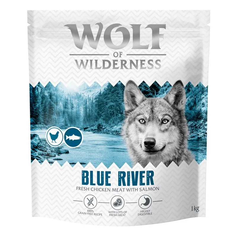 Wolf of Wilderness Adult "Blue River" - Salmone (Set %: 4 x 1 kg - NUOVA RICETTA!)
