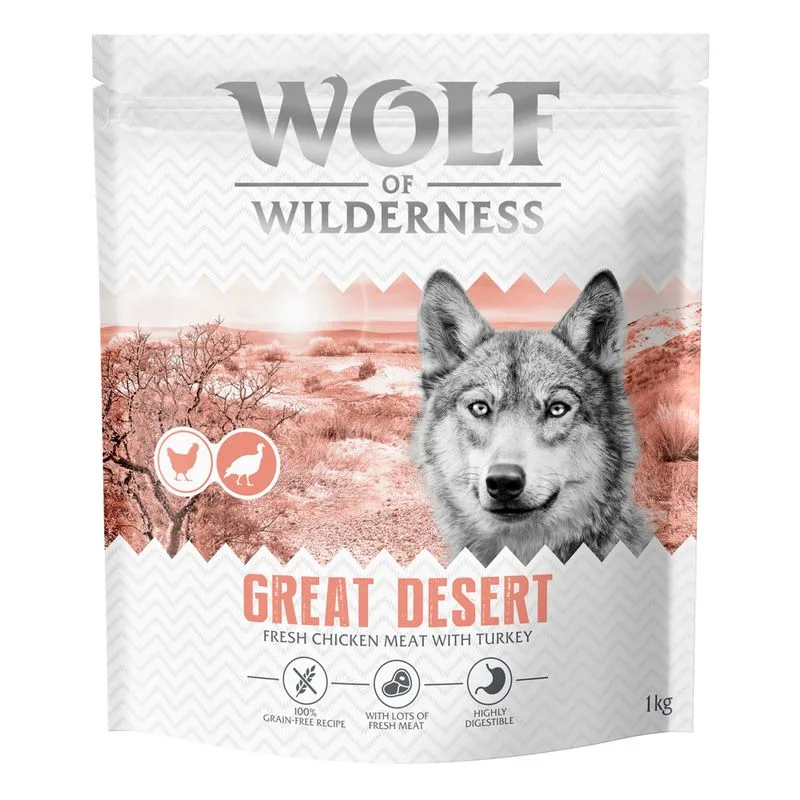 Wolf of Wilderness Adult "Great Desert" - Tacchino (Set %: 4 x 1 kg - NUOVA RICETTA!)