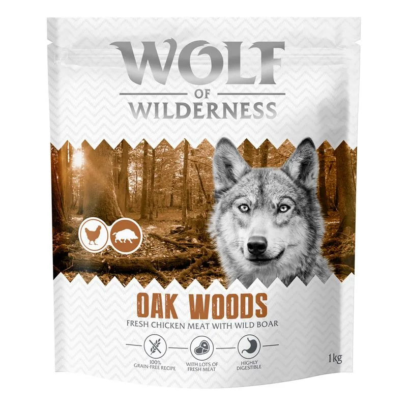 Wolf of Wilderness Adult "Oak Woods" - Cinghiale (Set %: 4 x 1 kg - NUOVA RICETTA!)