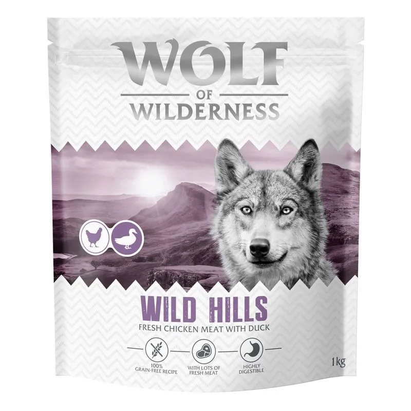 Wolf of Wilderness Adult "Wild Hills" - Anatra (Set %: 4 x 1 kg - NUOVA RICETTA!)