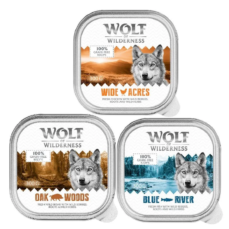 Wolf of Wilderness Adult 24 x 300 g (Mix 2: Pollo, Pesce, Cinghiale)