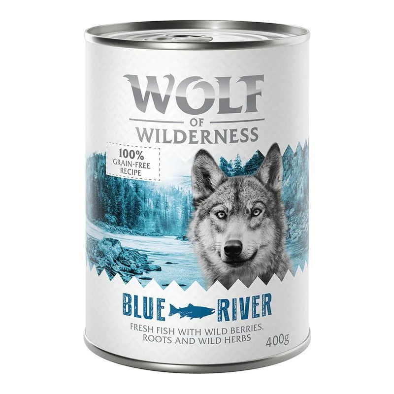 Wolf of Wilderness Adult 24 x 400 g umido Single Protein per cane (Blue River - Pesce)