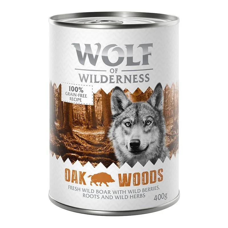 Wolf of Wilderness Adult 24 x 400 g umido Single Protein per cane (Oak Woods - Cinghiale)