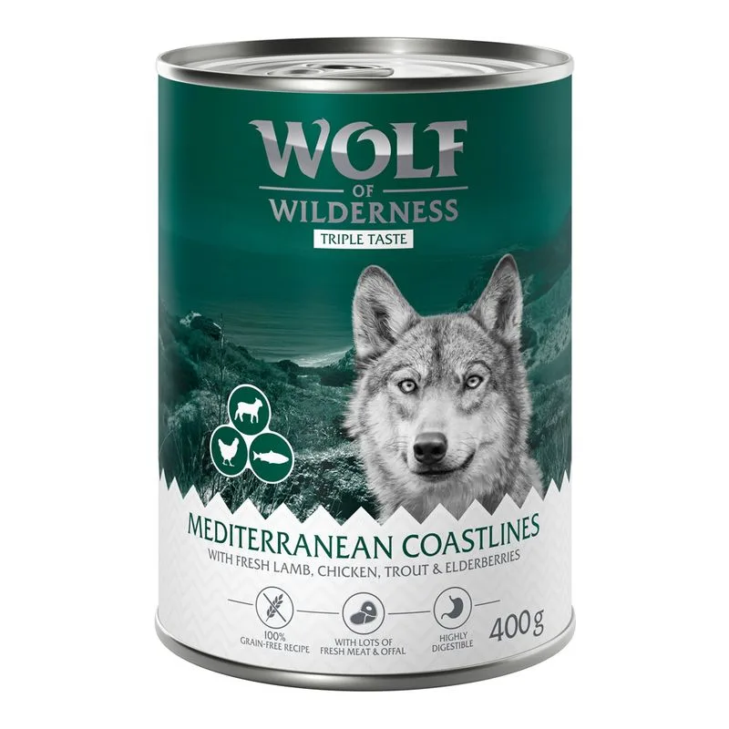 Wolf of Wilderness Adult 24 x 400 g umido Single Protein per cane (The Taste Of The Mediterranean)