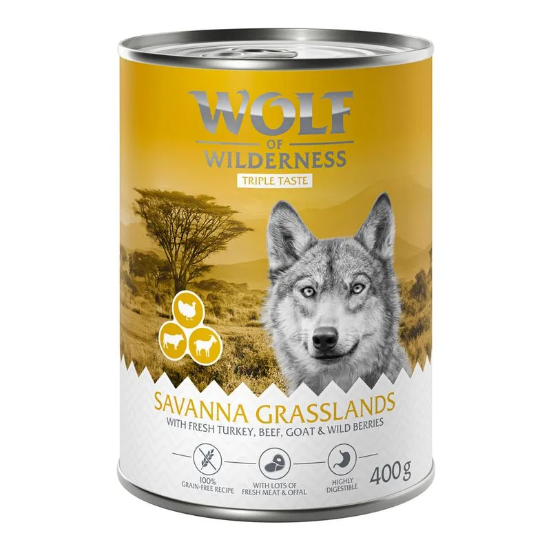 Wolf of Wilderness Adult 24 x 400 g umido Single Protein per cane (The Taste Of The Savanna)