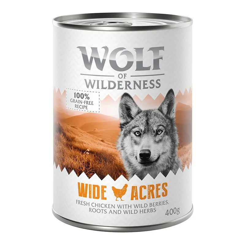 Wolf of Wilderness Adult 24 x 400 g umido Single Protein per cane (Wide Acres - Pollo)