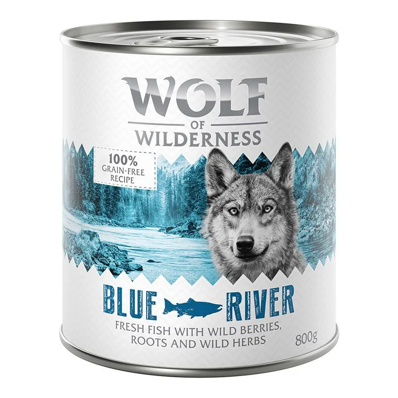 Wolf of Wilderness Adult 24 x 800 g umido Single Protein per cane (Blue River - Pesce)