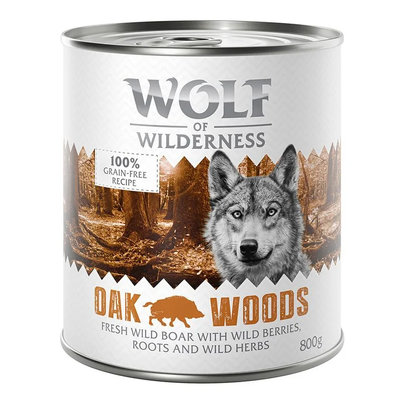 Wolf of Wilderness Adult 24 x 800 g umido Single Protein per cane (Oak Woods - Cinghiale)