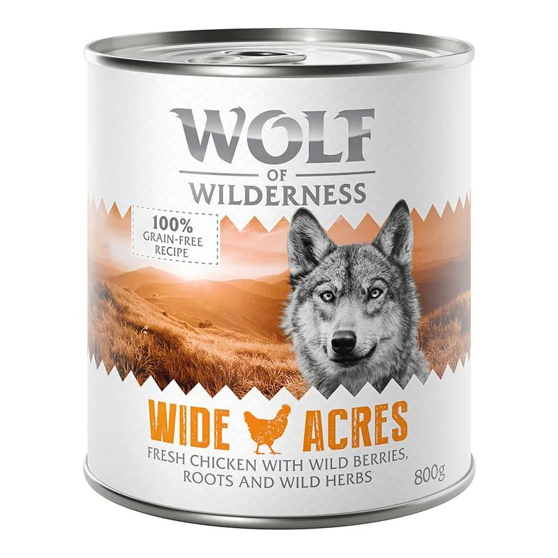 Wolf of Wilderness Adult 24 x 800 g umido Single Protein per cane (Wide Acres - Pollo)