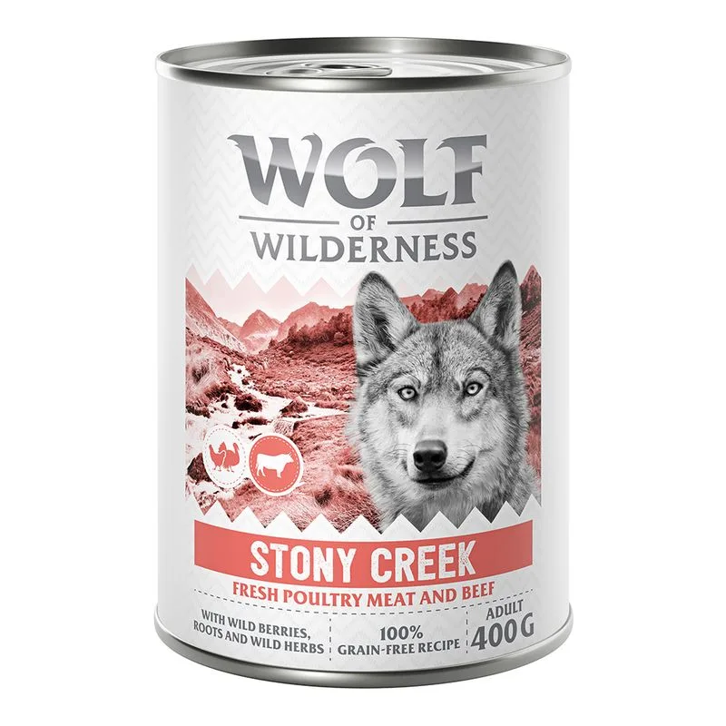 Wolf of Wilderness Adult “Expedition” 6 x 400 g umido per cane (Stony Creek - Pollame con Manzo)