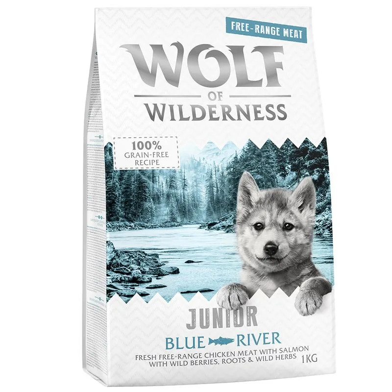 Wolf of Wilderness Junior "Blue River"- Pollo allevato all'aperto & Salmone (5 kg (5 x 1 kg))