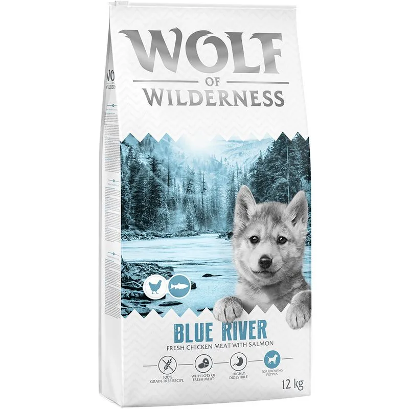 Wolf of Wilderness Junior "Blue River" - Salmone Crocchette cane (Set %: 2 x 12 kg)