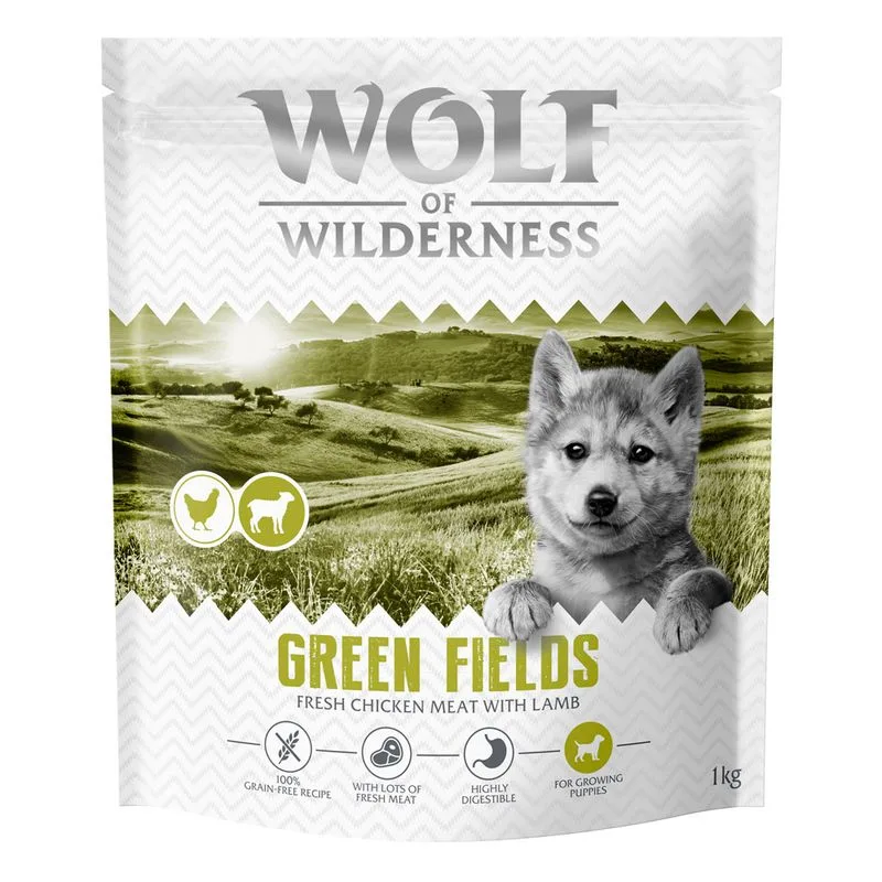 Wolf of Wilderness Junior "Green Fields" - Agnello (4 kg (4 x 1 kg) - NUOVA RICETTA!)