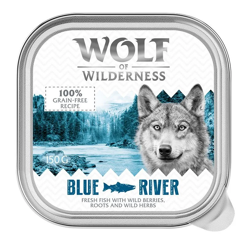 Wolf of Wilderness MINI Adult 24 x 150 g Alimento umido per cani (Blue River - Pesce)