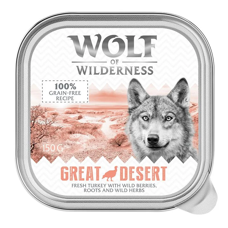 Wolf of Wilderness MINI Adult 6 x 150 g umido cane (Great Desert - Tacchino)
