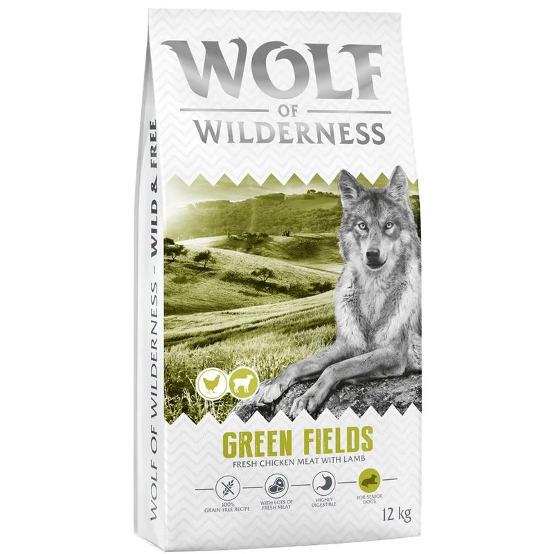 Wolf of Wilderness Senior "Green Fields" - Agnello (2 x 12 kg - NUOVA RICETTA!)