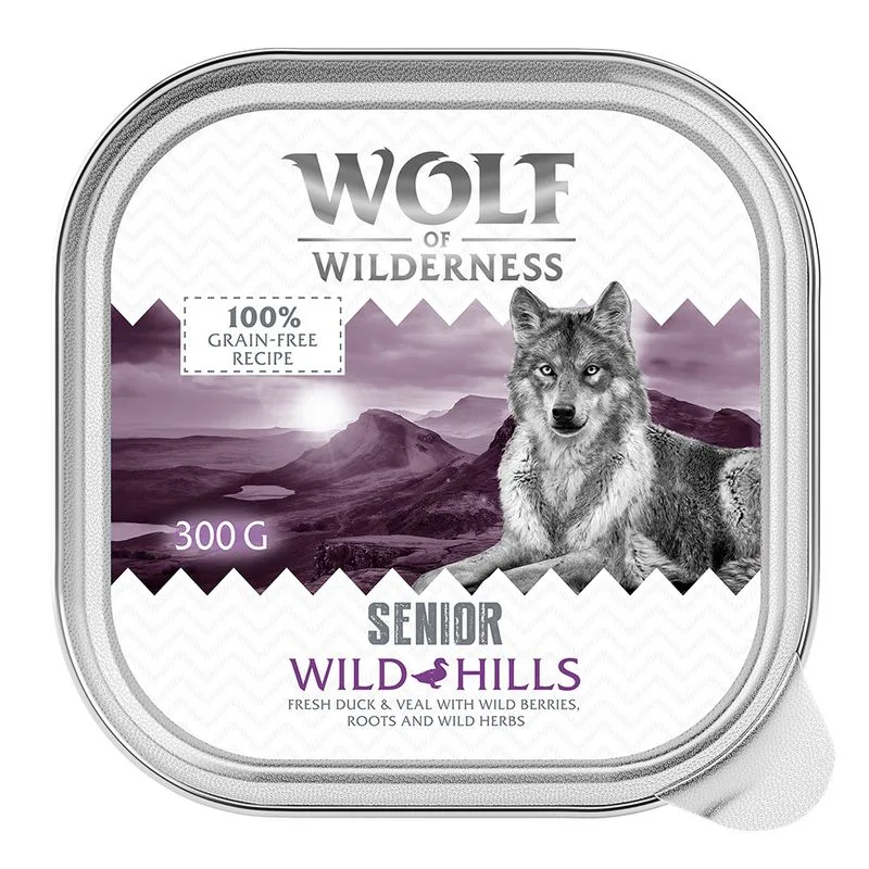 Wolf of Wilderness Senior Duo-Protein 6 / 24 x 300 g umido cane (Set %: 24 x 300 g: Wild Hills - Anatra & Vitello)