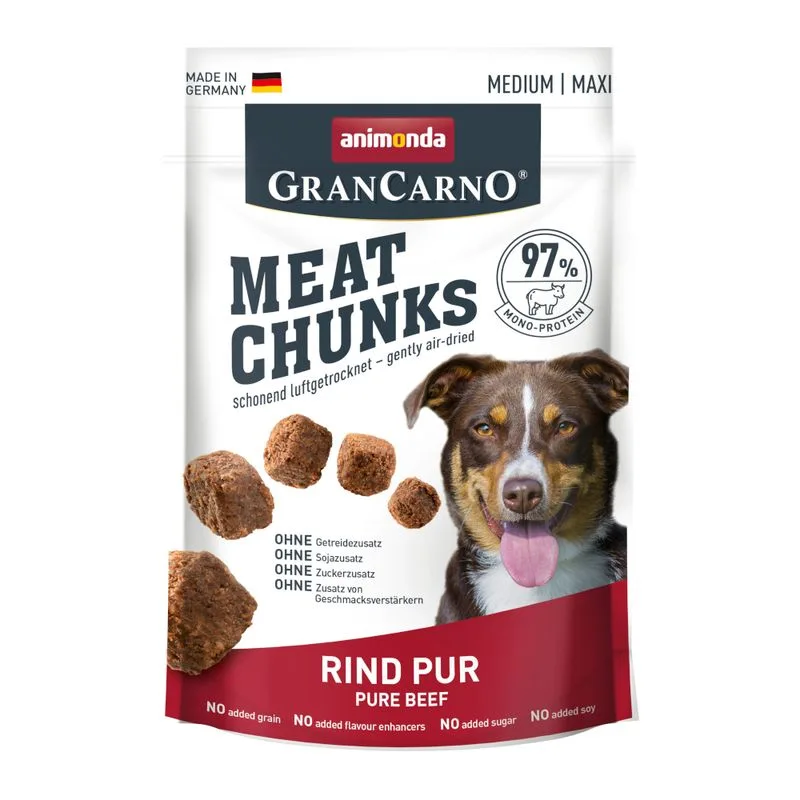 animonda Gran Carno Meat Chunks Medium / Maxi Snack per cani (Set %: 4 x 80 g Manzo puro)