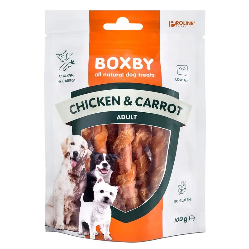 Boxby Pollo & Carote Snack per cani (Set %: 3 x 100 g)