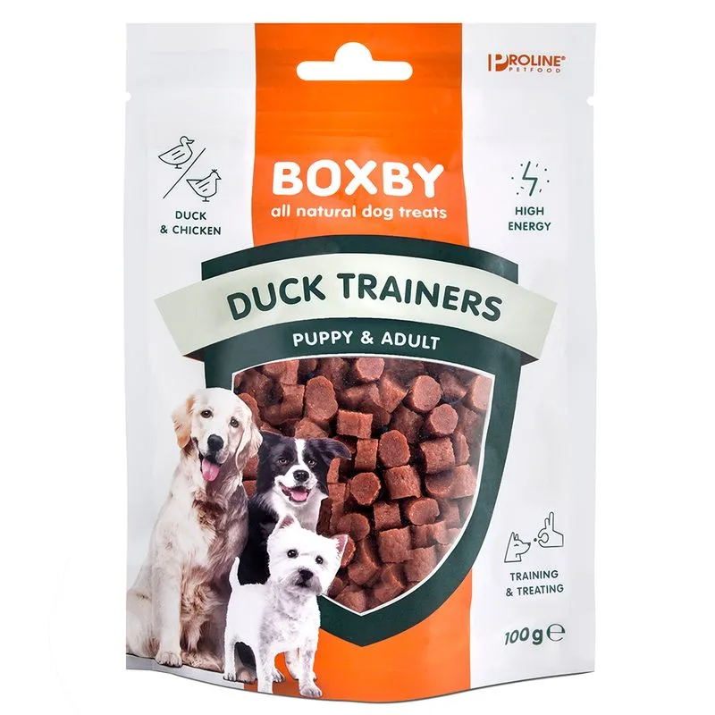 Boxby Puppy & Adult Duck Trainers Snack per cani (Set %: 3 x 100 g)