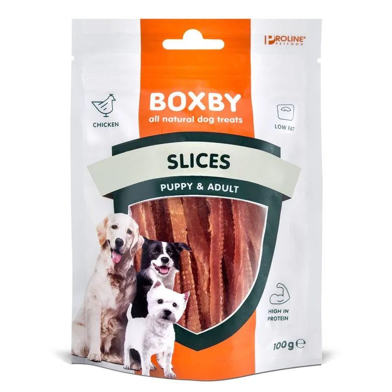 Boxby Puppy & Adult Slices al pollo Snack per cani (Set %: 3 x 100 g)