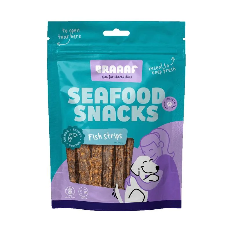 Braaaf Strisce di pesce 70 g (Set%: Salmone 2 x 70 g)